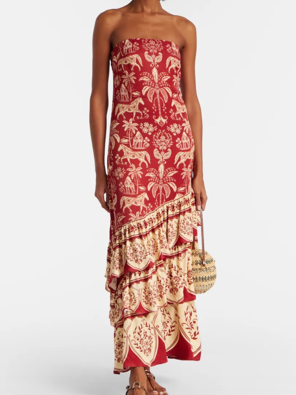 Farm Rio Dark Red Haras Sleeveless Maxi Dress